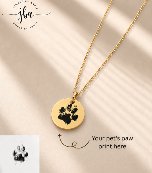 Pet's Paw Print Disc - Choose Bracelet or Necklace & Metal
