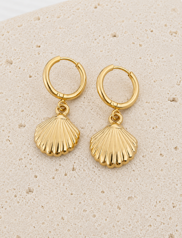 New Beachy Seashell Huggie Hoop Earrings *Choose your Metal*