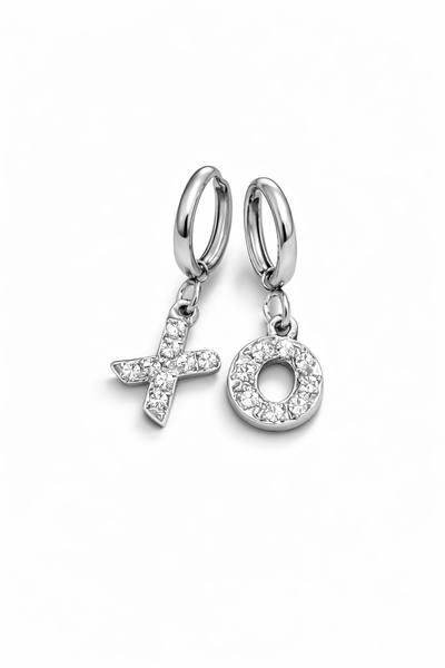 Hugs and Kisses CZ Mismatch X O Huggie Hoop Earrings *OBSESSED!* Choose Your Metal