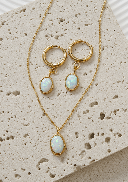 New Luxe Opal Oval Huggie Hoop Earrings *Choose your Metal*