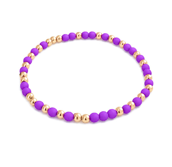 New Electric Fuschia, Neon Yellow Beads Mix Bracelet *Choose your metal and bead color*