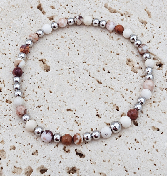 Rustic Cream Howlite Bead Mix Bracelet * Choose Your Metal*