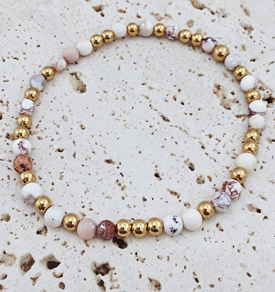 Rustic Cream Howlite Bead Mix Bracelet * Choose Your Metal*