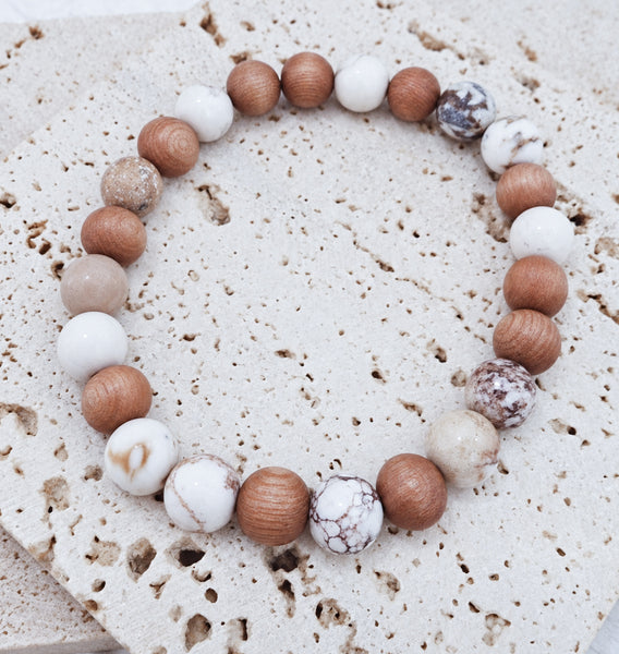 Elements: Desert - Rosewood, Rustic Cream Howlite Bracelet