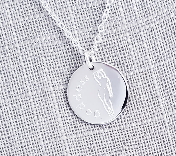 Goddess Disc Necklace / Body Positive / Love Yourself / *CHOOSE YOUR METAL*
