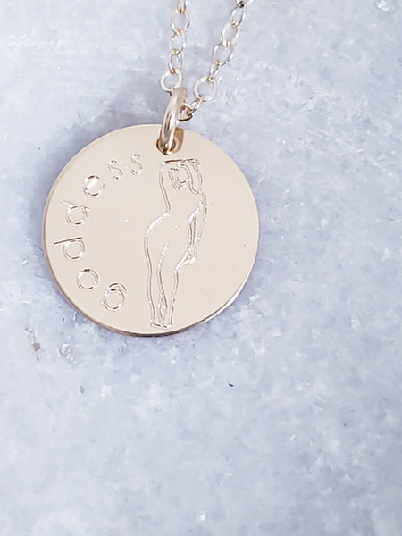 Goddess Disc Necklace / Body Positive / Love Yourself / *CHOOSE YOUR METAL*