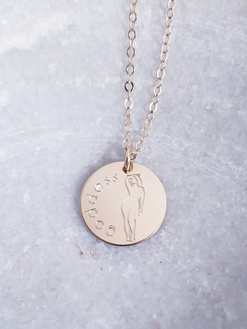 Goddess Disc Necklace / Body Positive / Love Yourself / *CHOOSE YOUR METAL*