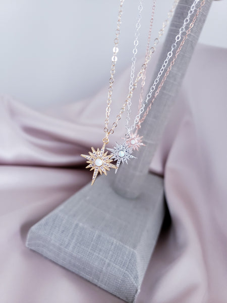 CZ Opal Starburst Necklace / *CHOOSE YOUR METAL*