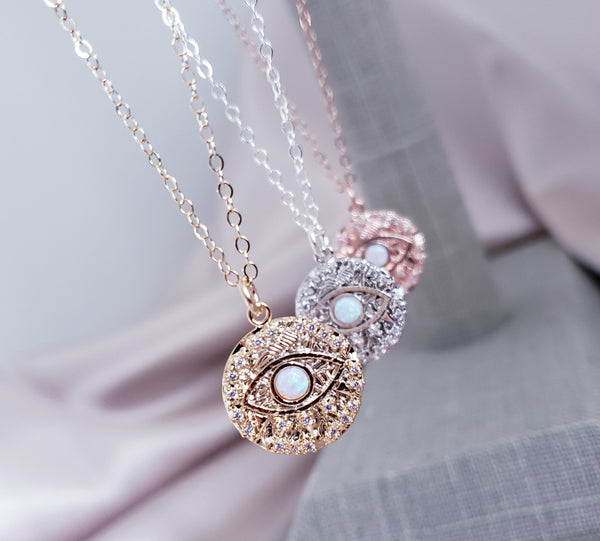 CZ Opal Eye of Protection Necklace / *CHOOSE YOUR METAL*