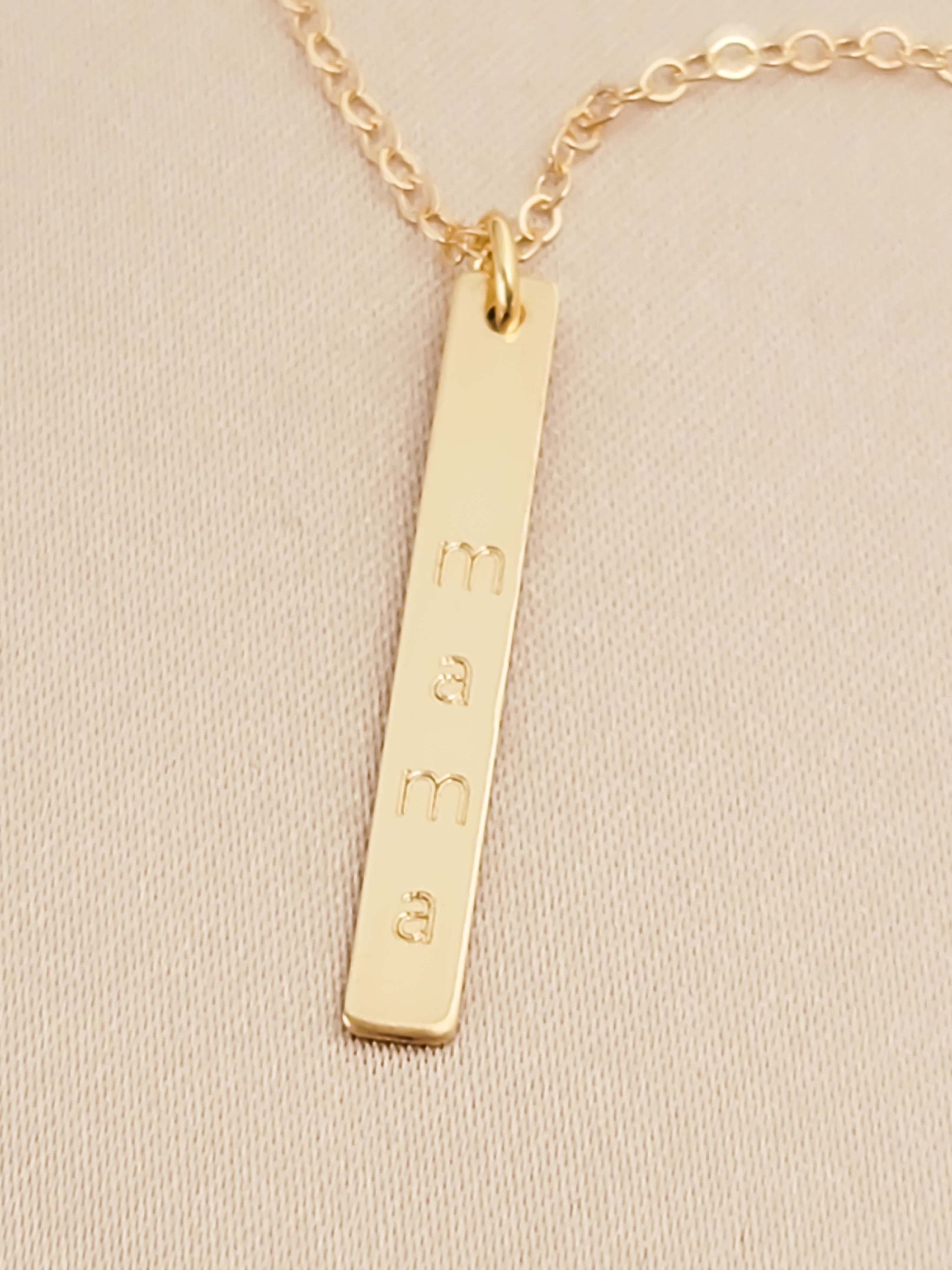 Engraved Triple 3D Vertical Bar Necklace in Gold Plating - MYKA