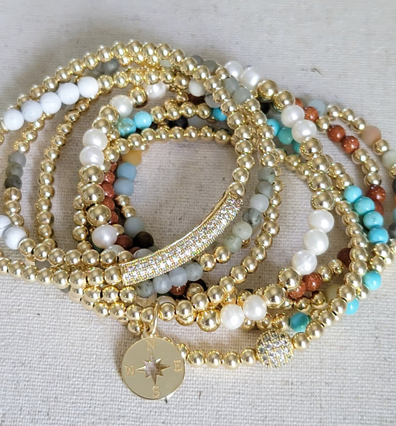 Terracotta Goldstone Bead Mix Bracelet * Choose Your Metal*