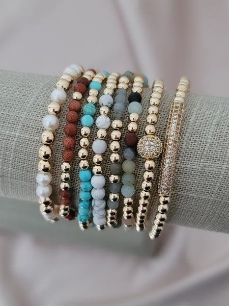 Terracotta Goldstone Bead Mix Bracelet * Choose Your Metal*