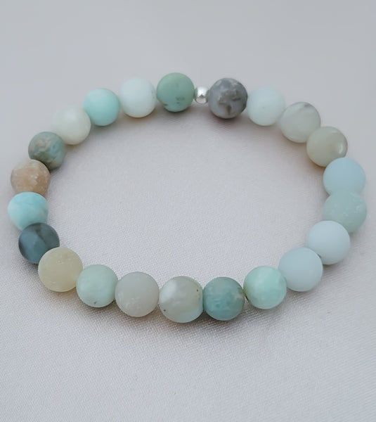 Frosted Multi Amazonite Gemstone Bracelet (8mm beads)