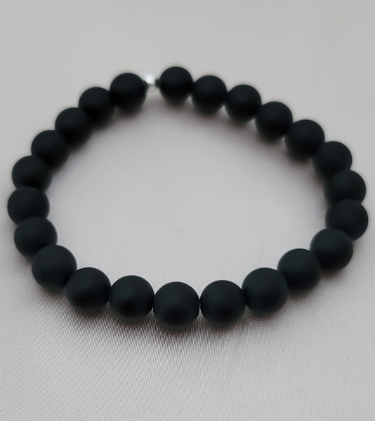 Matte Black Onyx Gemstone Bracelet (8mm beads)