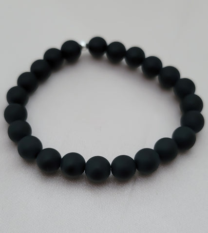 Matte Black Onyx Gemstone Bracelet (8mm beads)