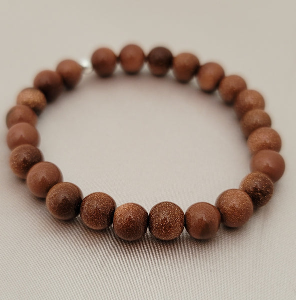 Terracotta Goldstone Gemstone Bracelet (8mm beads) *Gorgeous*