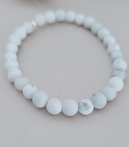 Matte White Howlite Gemstone Bracelet (6mm beads)