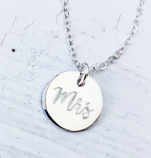 Engraved Mrs Necklace *CHOOSE YOUR METAL*
