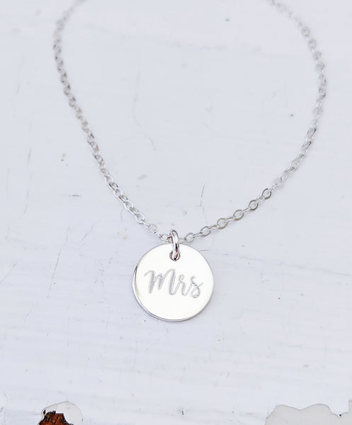 Engraved Mrs Necklace *CHOOSE YOUR METAL*