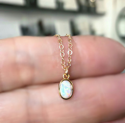 Oval White Opal Necklace *MUST HAVE* Choose your metal