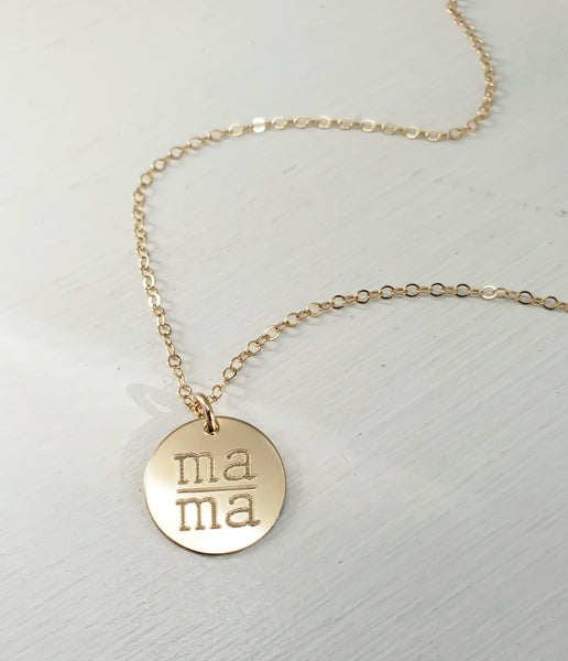 Engraved Mama Disc Necklace // Gifts for Mom// Mother's Day *CHOOSE YOUR METAL*