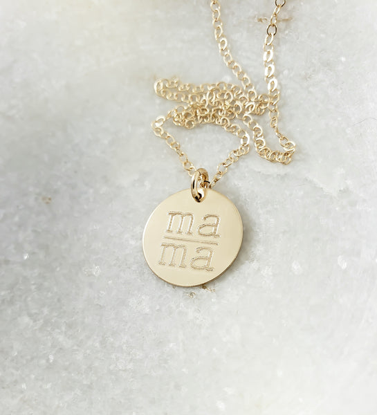 Engraved Mama Disc Necklace // Gifts for Mom// Mother's Day *CHOOSE YOUR METAL*