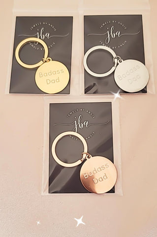 Engraved Badass Dad keychain *Choose your metal*