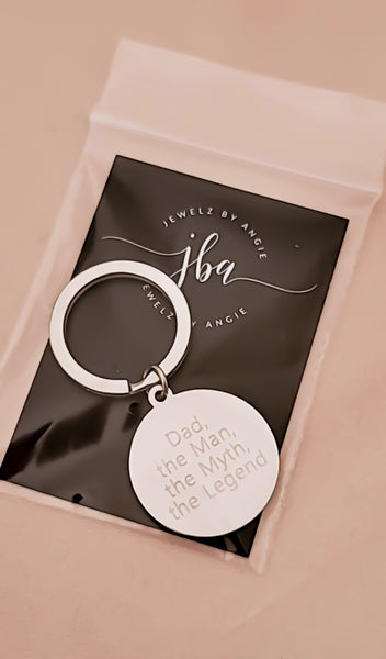 Engraved Dad, the man, the myth, the legend keychain *Choose your metal*