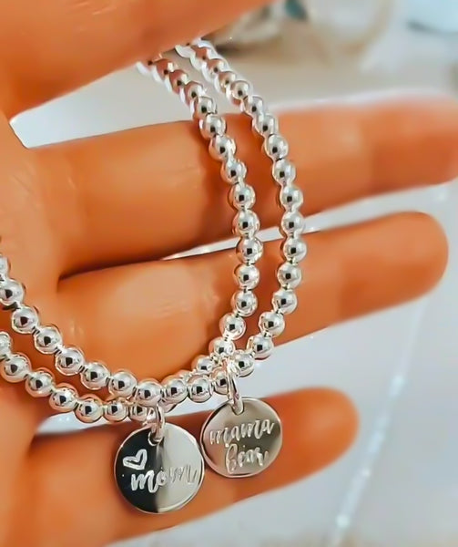 Mama Bear Engraved Disc Bracelet * CHOOSE YOUR METAL*