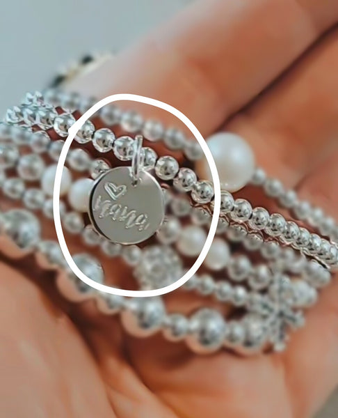 Nana w/ Heart Engraved Disc Bracelet * CHOOSE YOUR METAL*