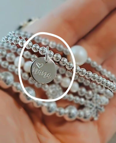 Nana w/ Heart Engraved Disc Bracelet * CHOOSE YOUR METAL*