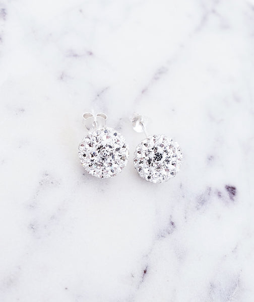 White Pave Crystal Stud Earrings ~ Celebrity Style