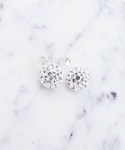White Pave Crystal Stud Earrings ~ Celebrity Style