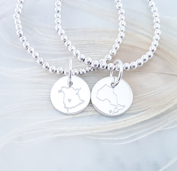 Oh Canada Hometow  Map w/ Heart Bracelet // Province // Territory // City * CHOOSE YOUR METAL*