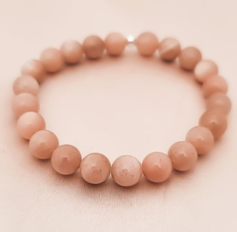 Shimmering Peach Moonstone Gemstone Bracelet (8mm beads) *Gorgeous*