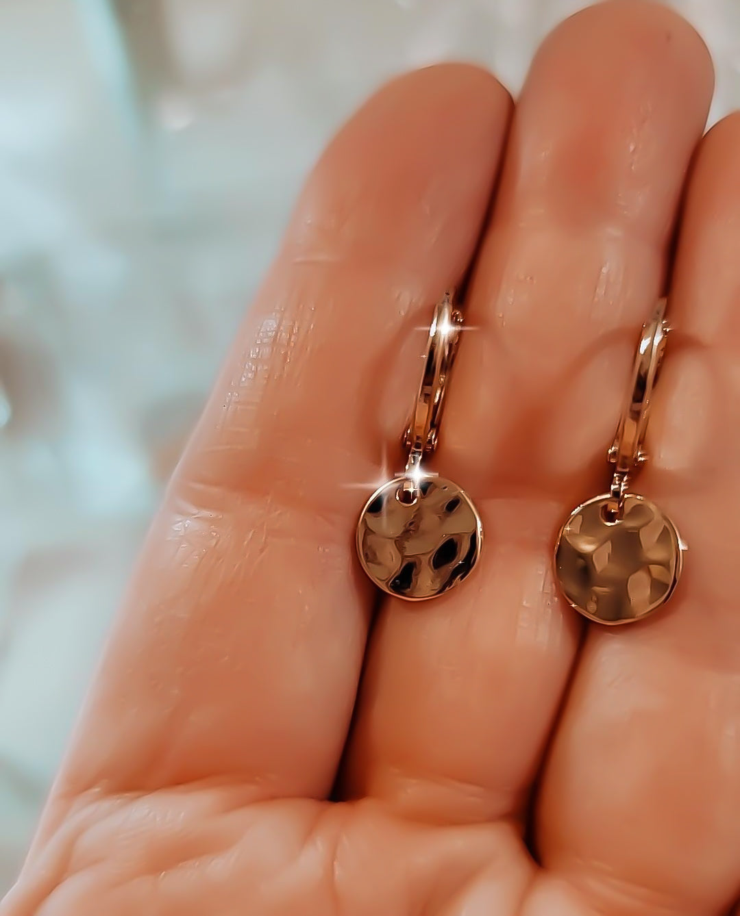 Hammered Disc Huggie Hoop Earrings Must Have Choose Your Metal