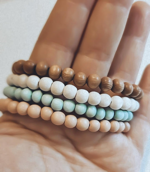 *New Colours Added* Boho Wood Bead Bracelet (6mm) *Choose Your Wood Colour(s)*