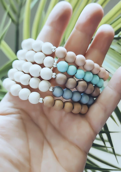 Ivory Wood Half & Half Bead Bracelet *Choose Your Wood Colour(s)*
