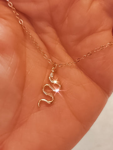 Snake CZ Eye Vertical Necklace * CHOOSE YOUR METAL*