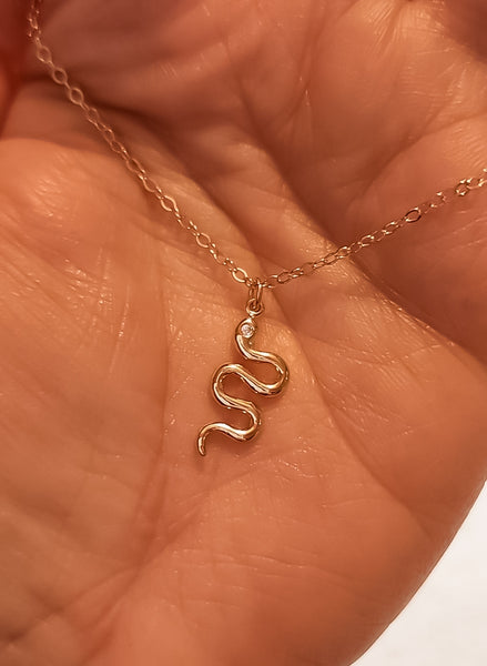 Snake CZ Eye Vertical Necklace * CHOOSE YOUR METAL*