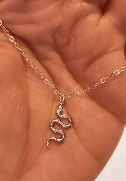 Snake CZ Eye Vertical Necklace * CHOOSE YOUR METAL*