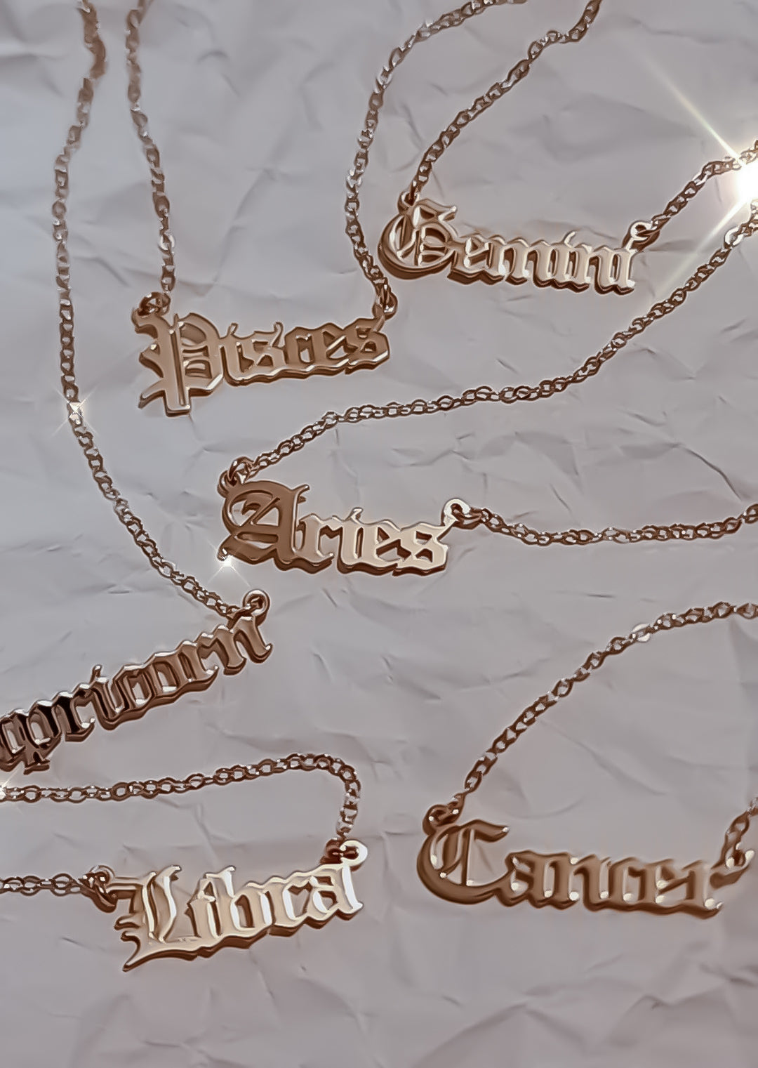 Script Zodiac Necklace Choose your metal Jewelz by Angie