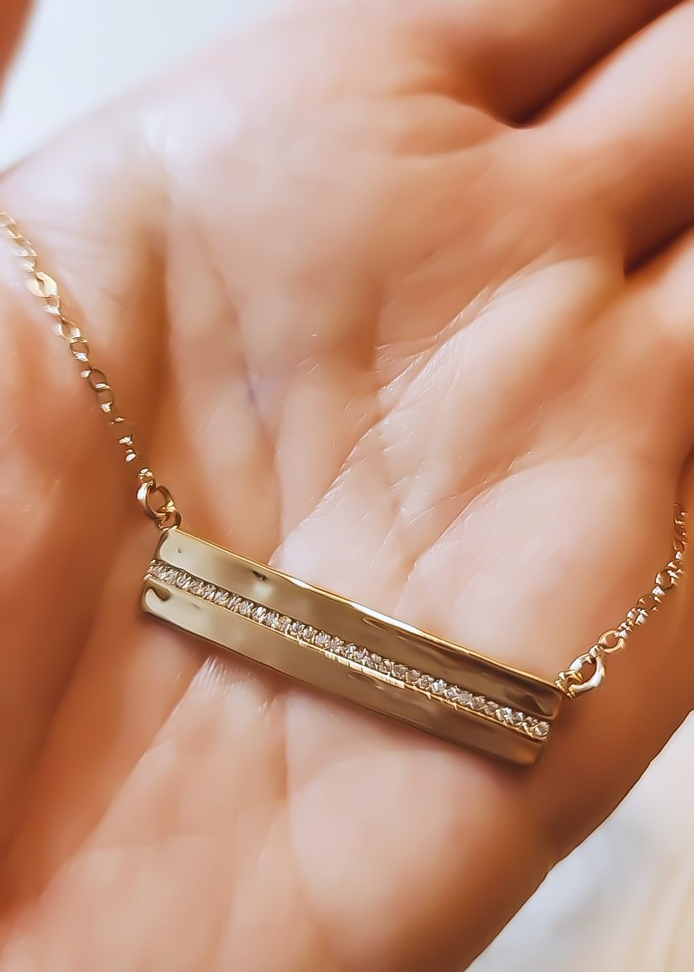 Thick CZ Bar Necklace Choose your metal