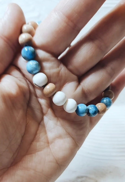 Elements: Ocean - Rosewood, Blue Apatite, White Howlite Bracelet