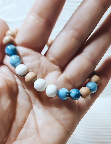 Elements: Ocean - Rosewood, Blue Apatite, White Howlite Bracelet