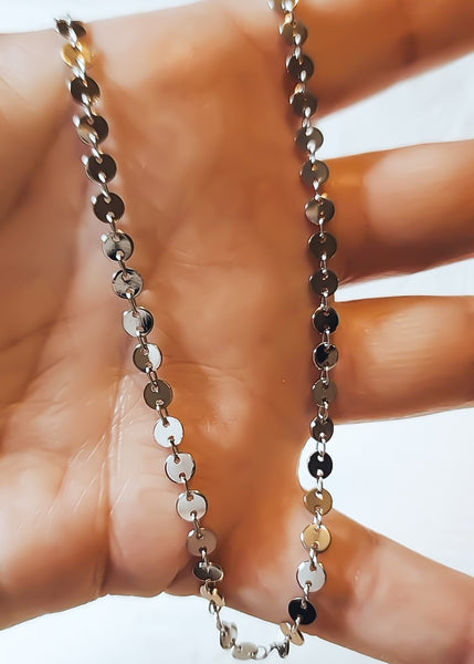 Disc Choker Chain Necklace * Choose your Metal & Size*