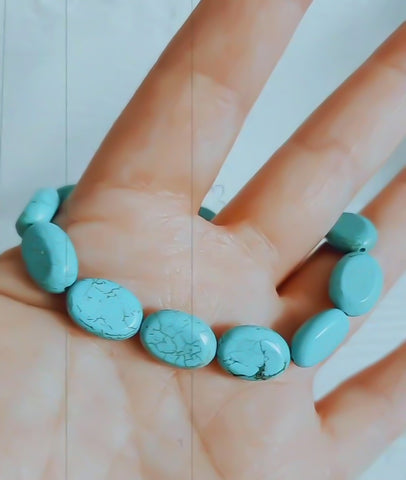 Turquoise Howlite Oval Beads Gemstone Bracelet